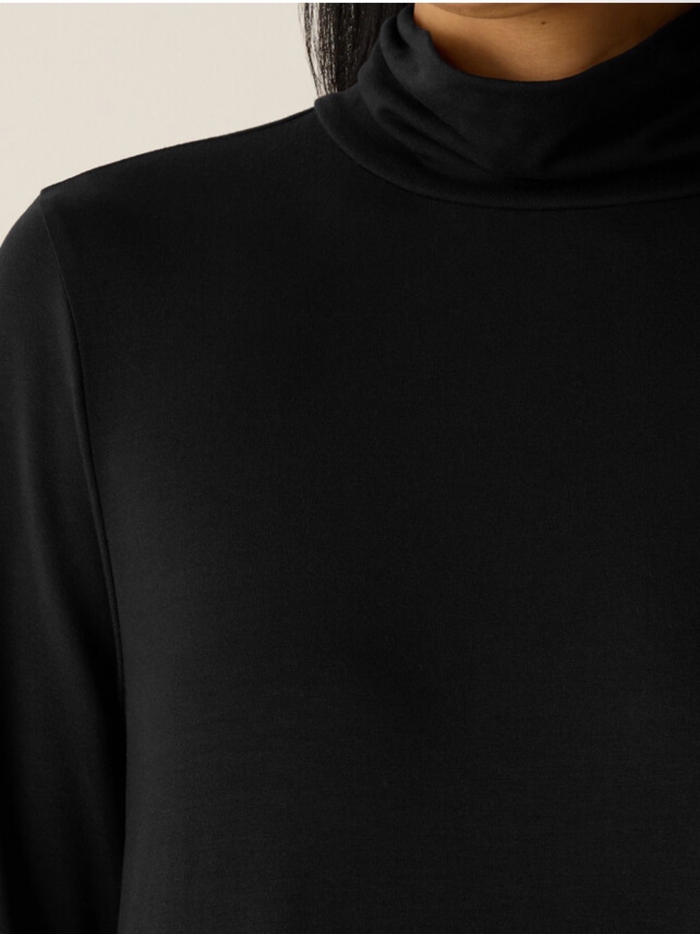 Eileen Fisher Stretch Jersey Knit Long Sleeve Black Turtleneck Maxi Dress - Picture 4 of 8